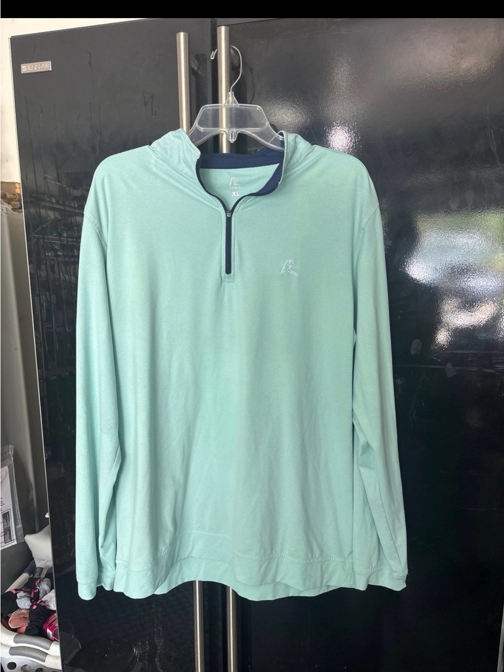 Rhoback Mint Green Quarter-Zip Hooded Pullover